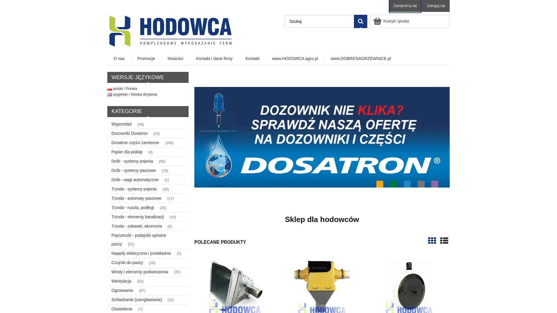 Zrzut ekranu strony Hodowca Sp. z o.o.