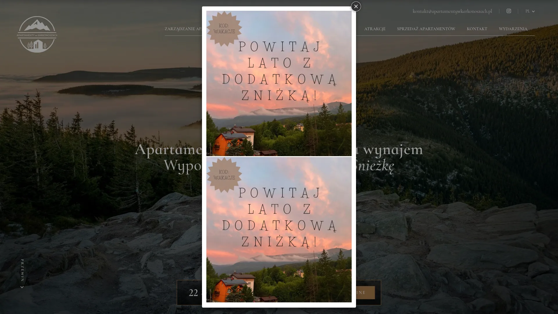 Zrzut ekranu strony Apartamenty w Karkonoszach