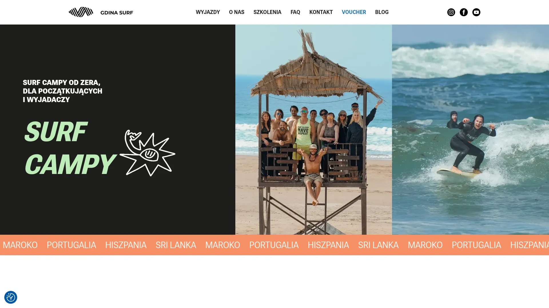 Zrzut ekranu strony GDINA SURF CREW