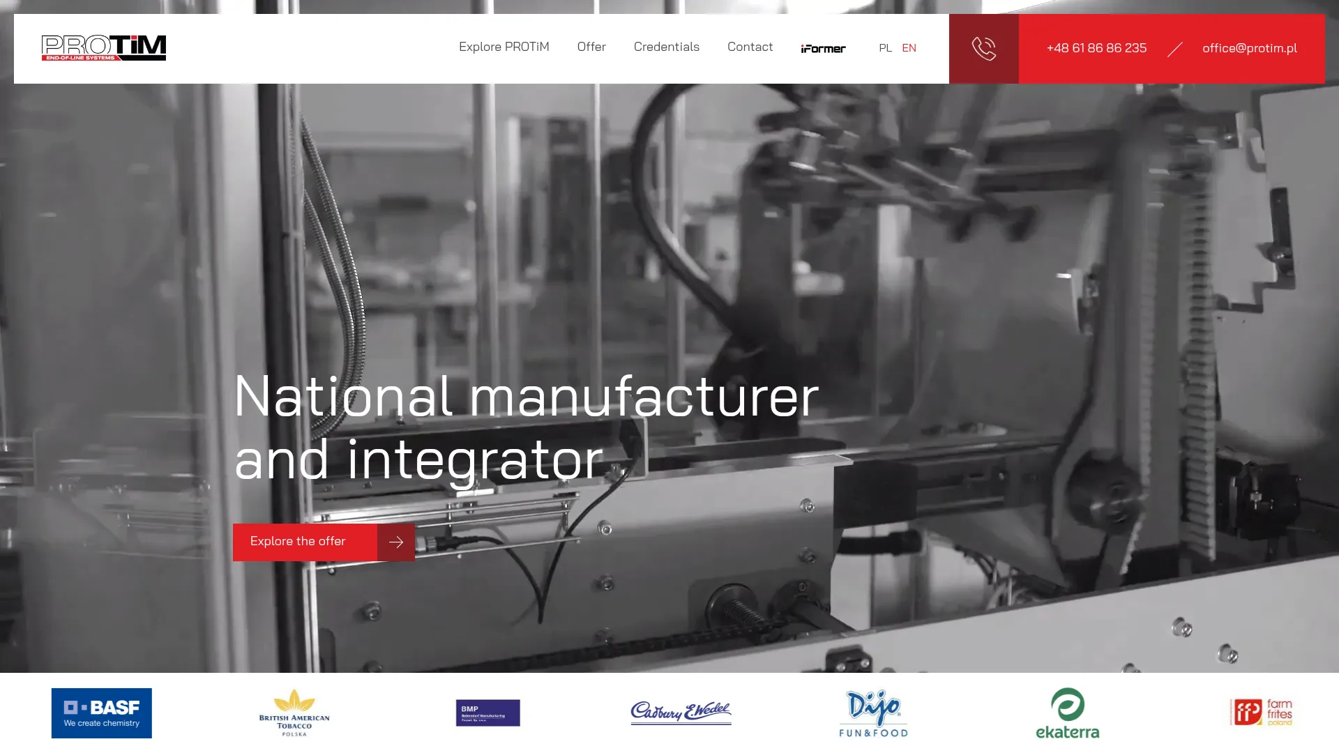 Zrzut ekranu strony PROTiM