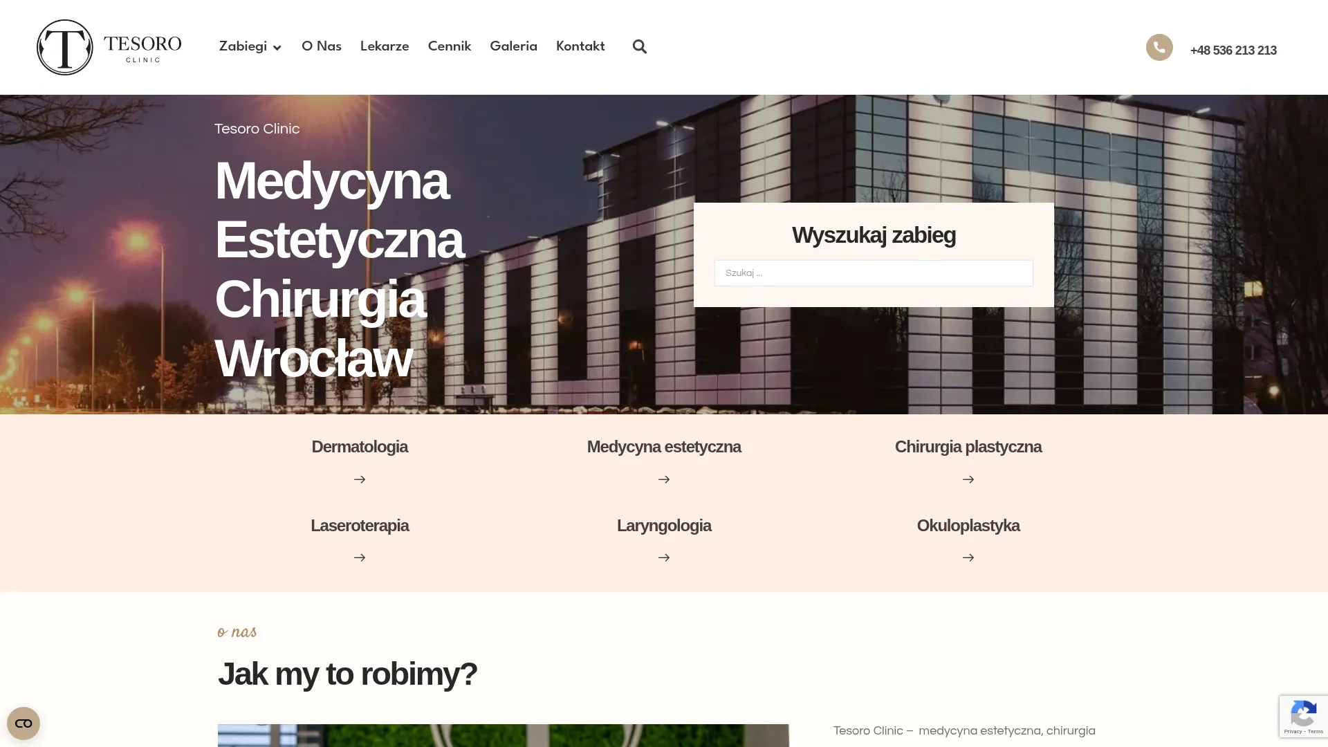 Zrzut ekranu strony Tesoro Clinic