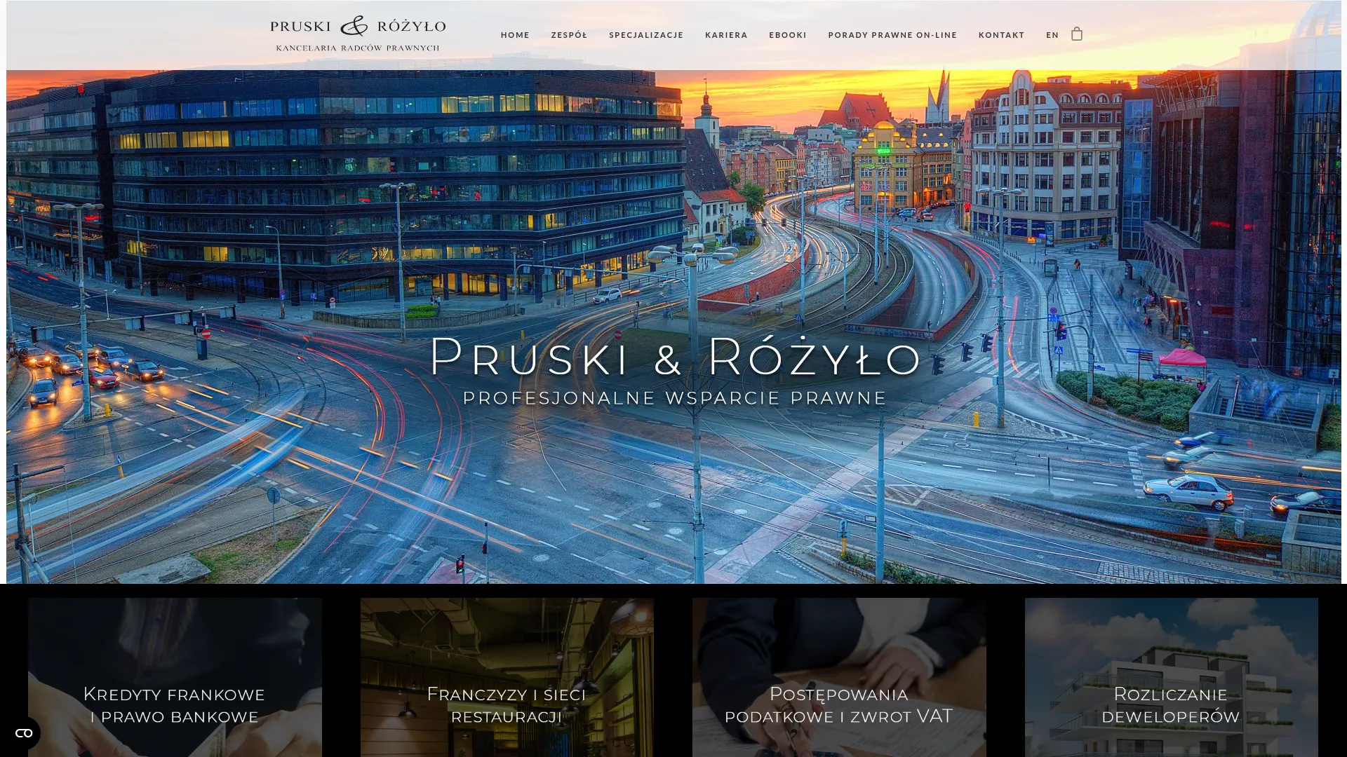 Zrzut ekranu strony Pruski & Różyło Kancelaria Radców Prawnych