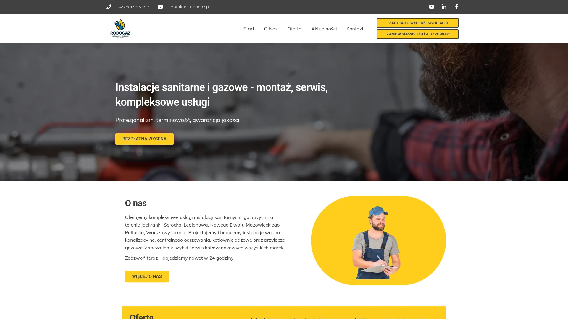 Zrzut ekranu strony Robogaz Sp. z o. o.